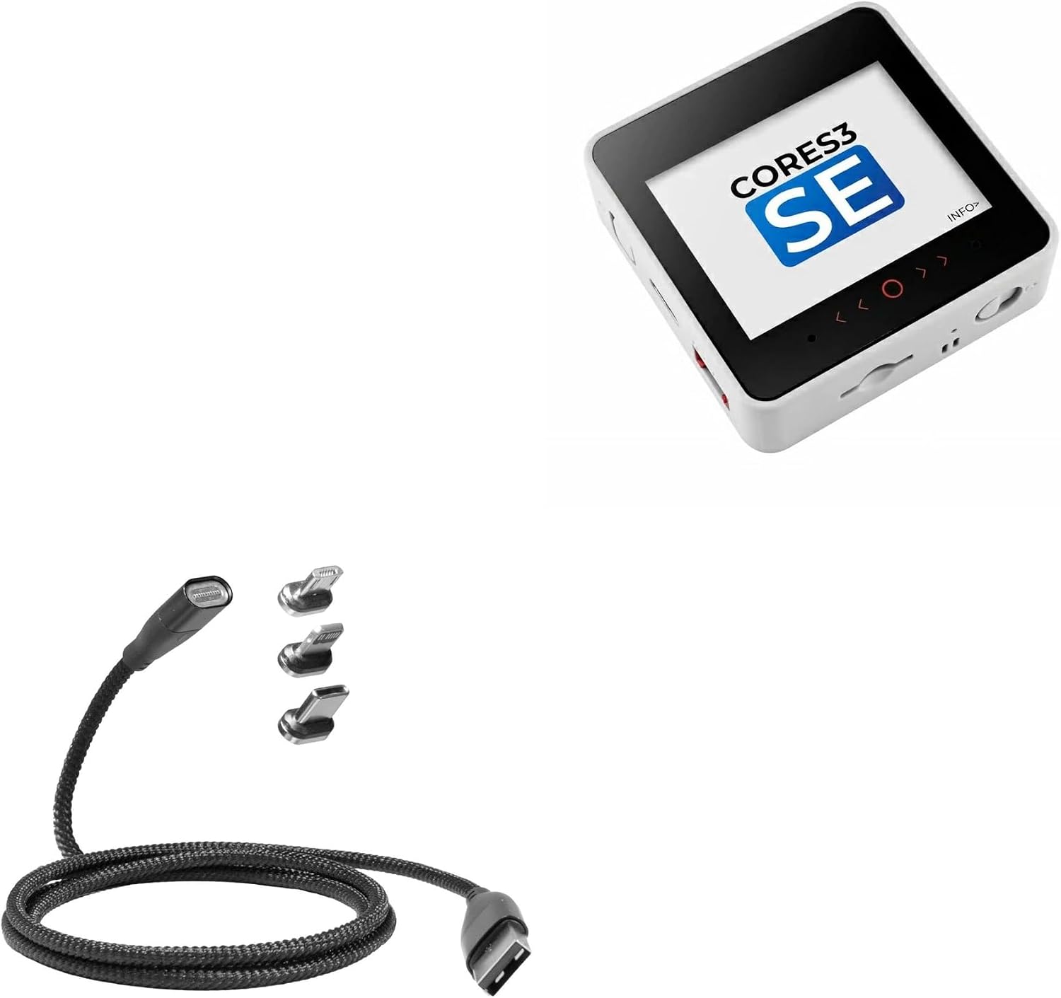 BoxWave Cable Compatible with M5Stack CoreS3 SE IoT Controller - MagnetoSnap PD AllCharge Cable (100W), Magnet Charging Braided USB Type-C Micro - Jet Black