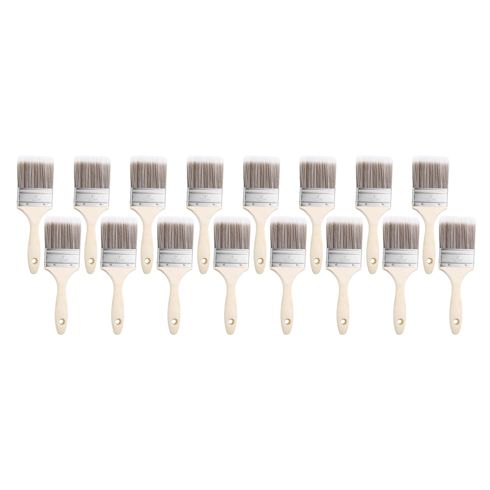 HARFINGTON 16 pinceles de pintura plana de 7,6 cm con mango de madera para bricolaje, arte plano, vallas de muebles, cubiertas, molduras de pared, color marrón