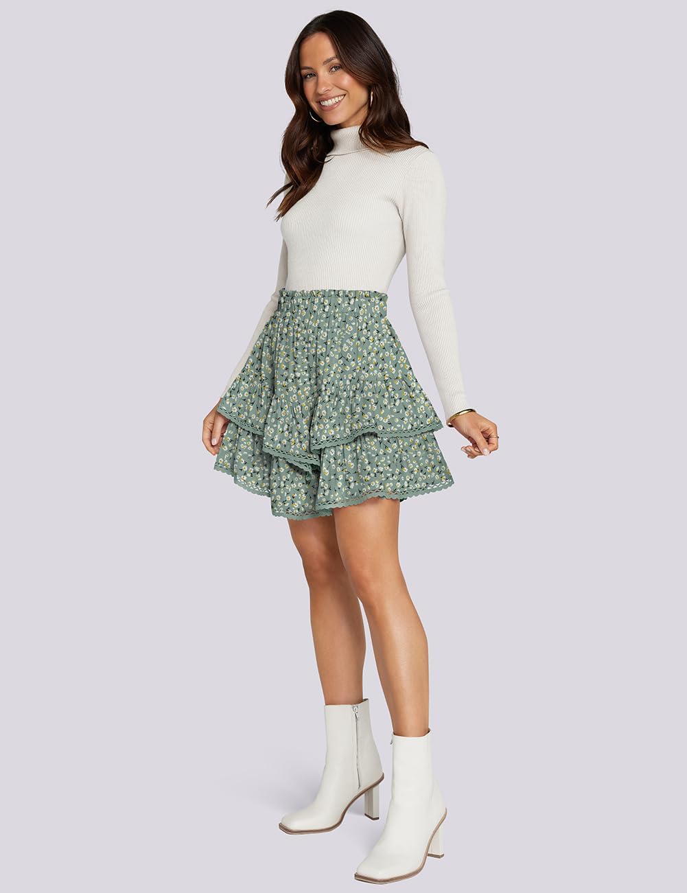 TARSE Womens Flowy Shorts High Waist Pleated Mini Skirts Casual Boho Ruffle Tiered Skorts Cute Versatile Fashion Shorts - Image 3