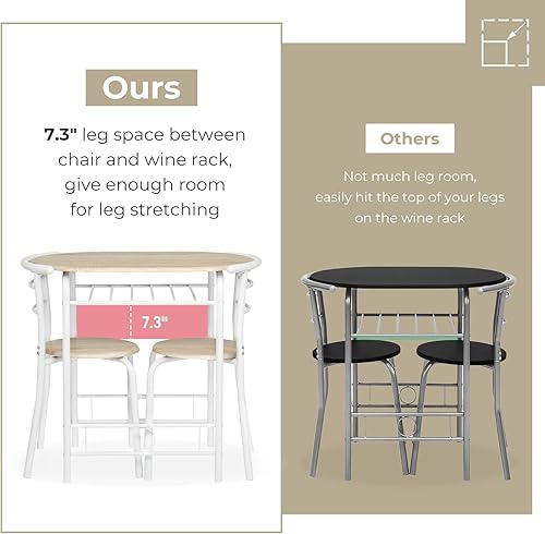 Miniatura 3 de VINGLI Juego de comedor de 3 piezas, juego de mesa de cocina pequeña para 2, juego de mesa de desayuno, mesa de madera de cocina y 2 sillas para