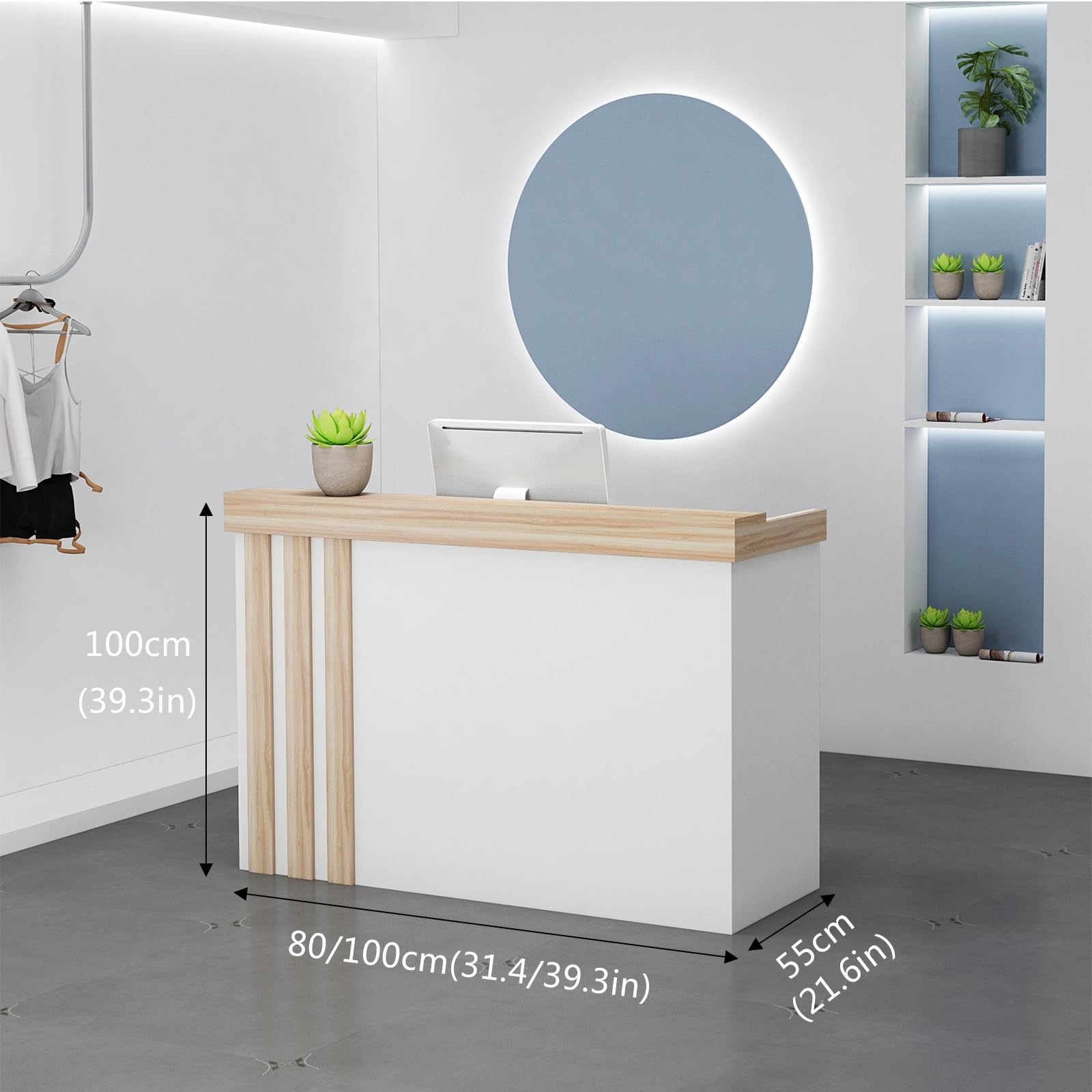 Moderno banco reception – elegante bancone anteriore per Reta & Office Checkout – Stazione di ricezione compatta con spazio di archiviazione – perfetto per aziende e uso commerciale