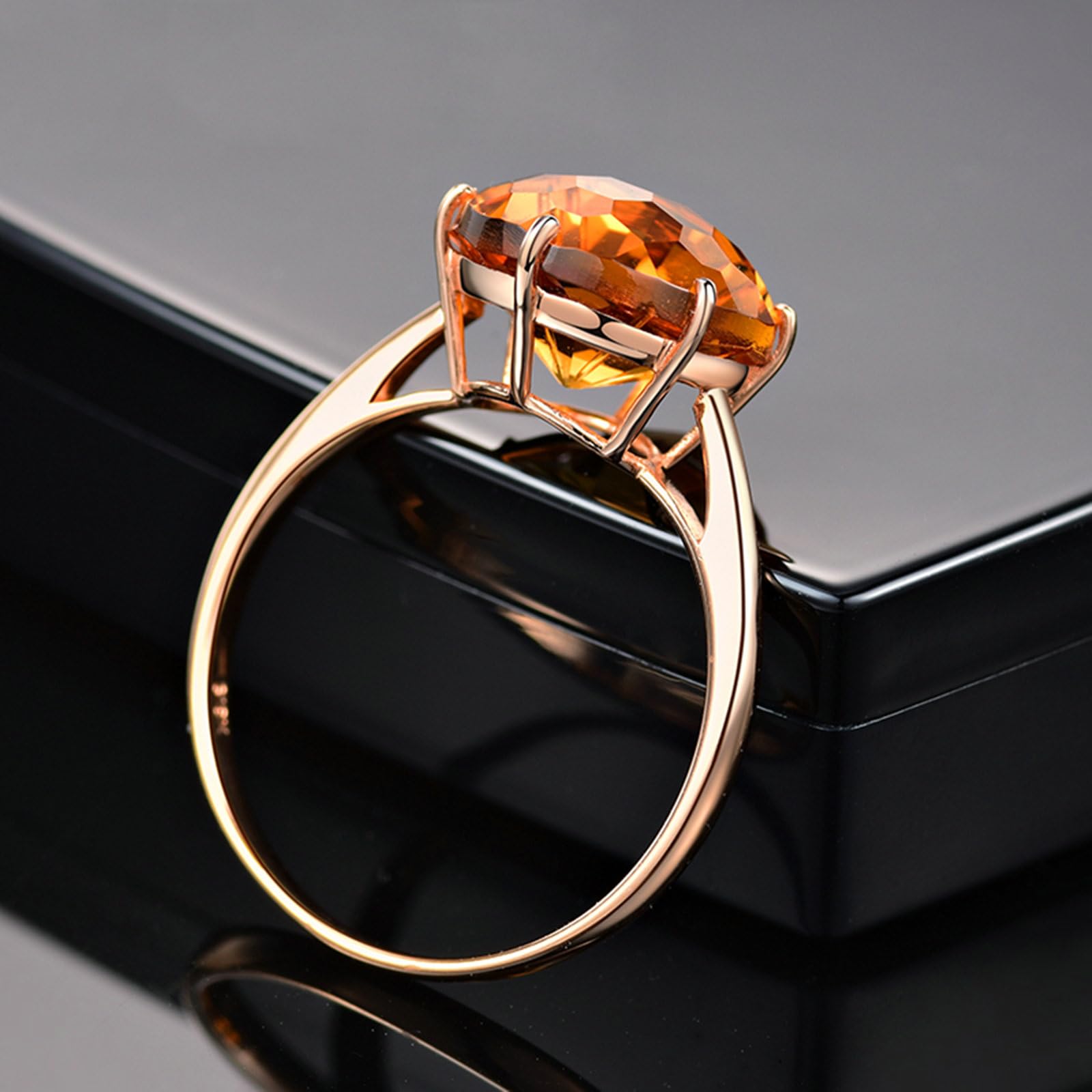 Anillos de oro rosa de 18 quilates y 14 quilates y 9 quilates para mujer, anillo de boda solitario I-U con vitrino de 1,2 quilates