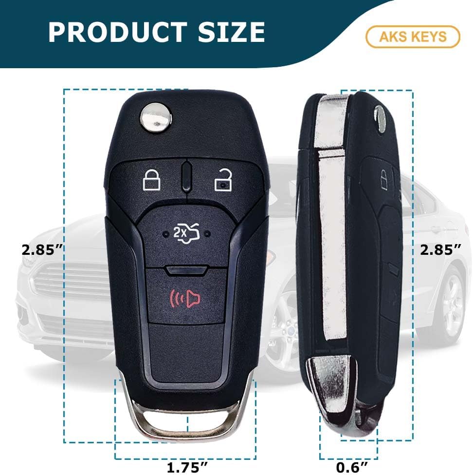 Replacement for Selected Ford Fusion Flip Key Fob 4 Buttons That use FCC N5F-A08TAA - 315 MHz Compatible with Ford Fusion 2013 2014 2015 2016 (1)