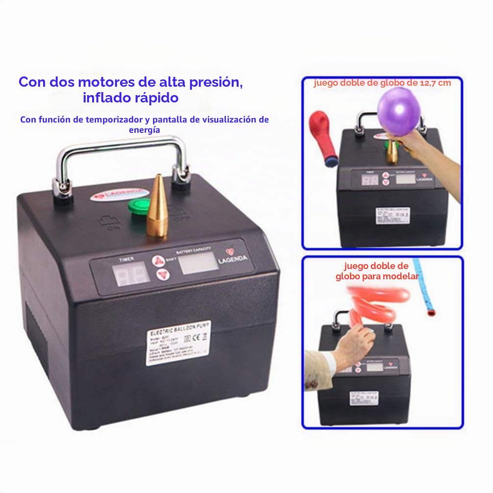 Bomba De Aire Eléctrica Profesional para Globos - Inflador Automático con Temporizador para Fiestas, Cumpleaños y Decoración De Eventos De Bodas
