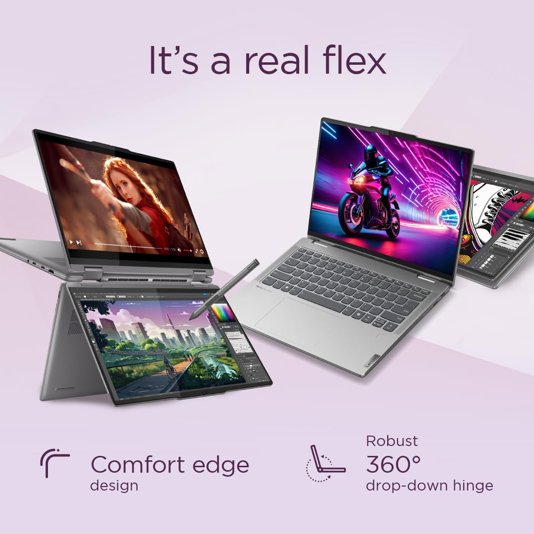 Lenovo Yoga 7 (2 in 1) Notebook Touch 14” OLED WUXGA (1920x1200), AMD Ryzen 7 8840HS, RAM 16GB, 1TB SSD, Scocca in alluminio, WiFi 6E - Grey, Pen