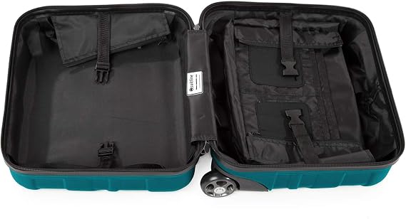 Suitline Pilot case Business Trolley 38 x 42 x 22 cm (29 L) Hard Shell with 15 inch Laptop Compartment TSA Lock 2 Wheels Telescopic Handle Carry on, Aquagreen