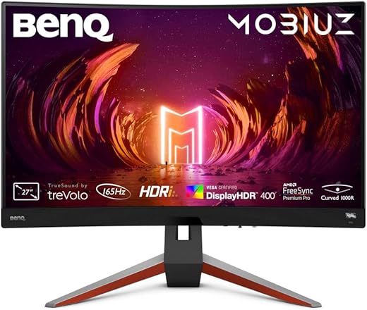BenQ MOBIUZ EX2710R QHD 27″(68cm) VESA DisplayHDR400 IPS Curved Gaming Monitor with Remote-1000R,90% DCI-P3,165Hz,1ms MPRT,AMD FreeSync Premium…