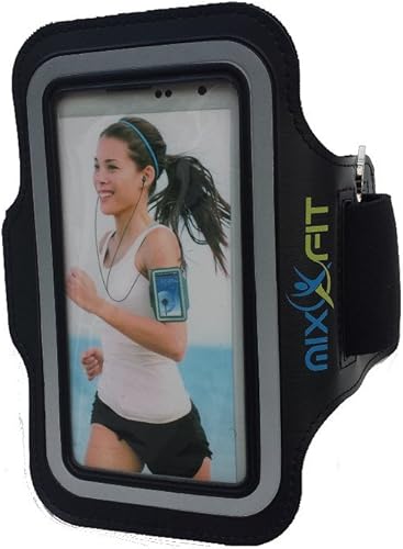 Mixxfit - Funda ajustable para brazalete, color negro, compatible con Android Google y iPhone de 6.5 x 4 pulgadas