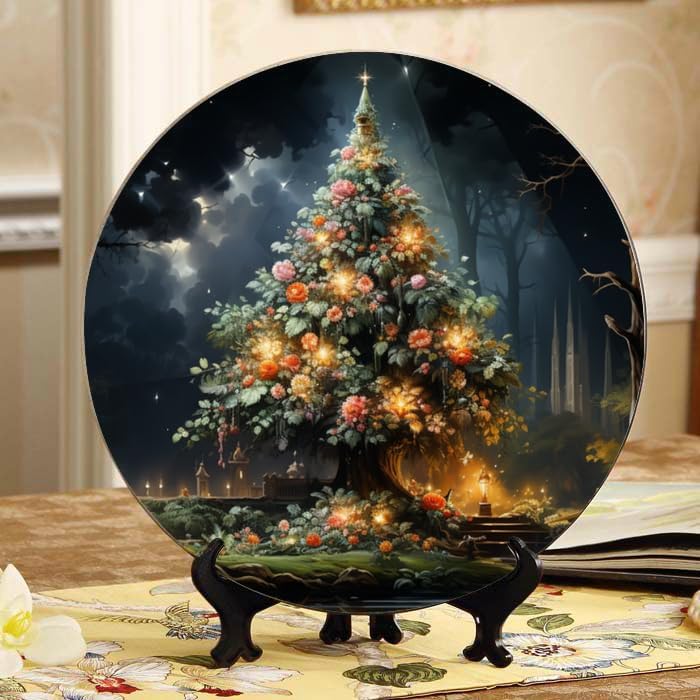Cactus 10-inch Ceramic Plate for Wall Display or Tabletop, with Stand & Hook DP-037520331