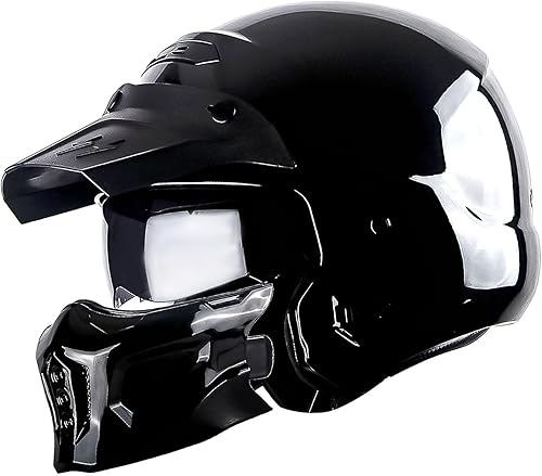 Miniatura 2 de 1Storm Casco de cara completa para motocicleta, casco abierto con escudo ahumado (visera desmontable y máscara facial) HKY881S-E
