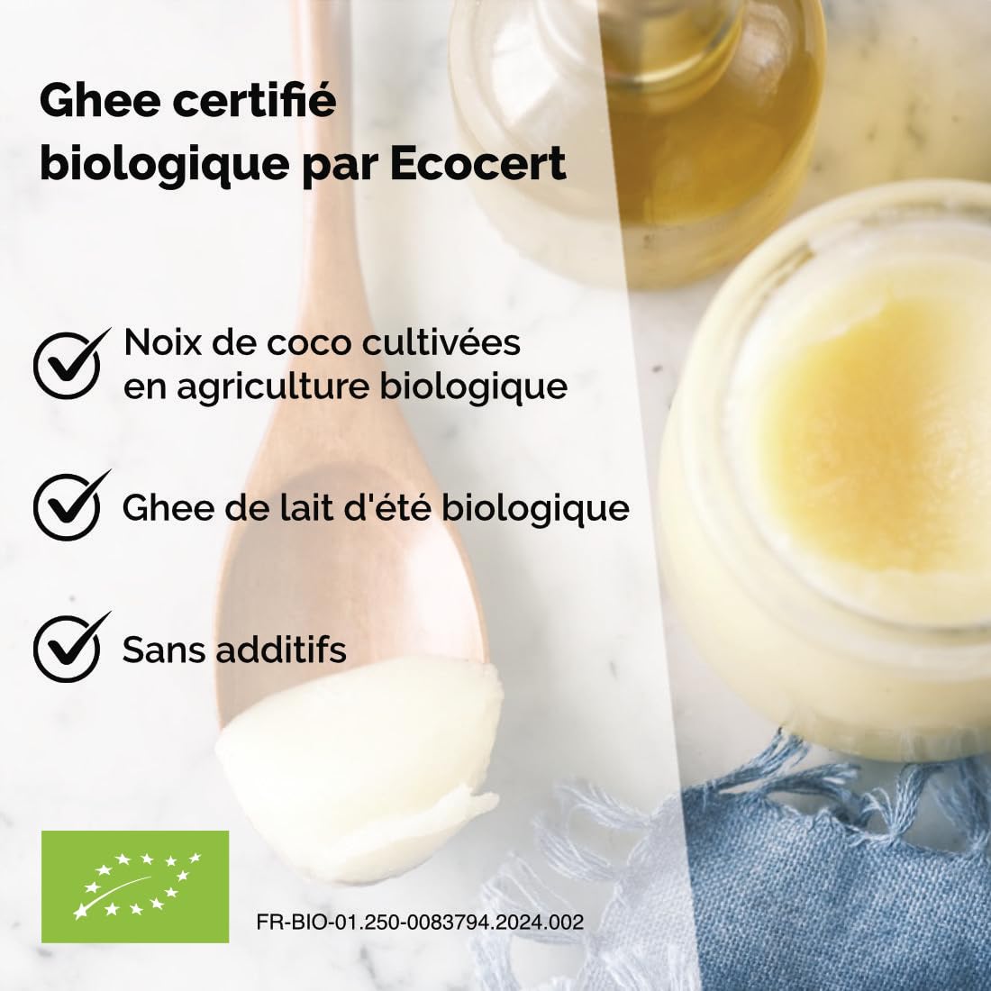 NUTRIBE mix Coco & Ghee BIO 500g | Beurre clarifié bio | Lait d'été | Huile de Coco bio | Extraite à froid