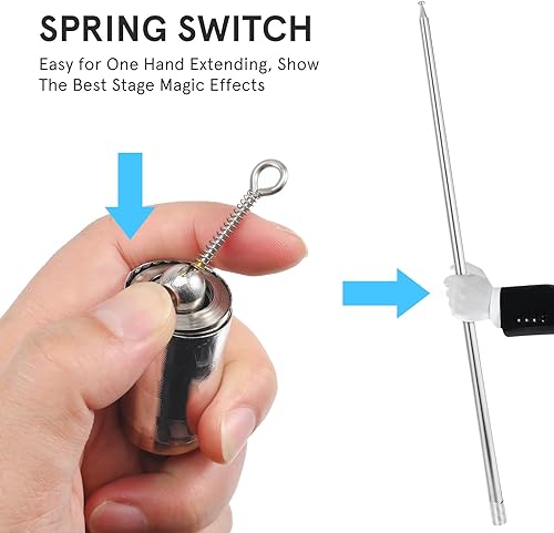 Miniatura 3 de Healifty 2 piezas de metal que aparecen bastón varita mágica retráctil plegable palo para escenario profesional primer plano trucos accesorios