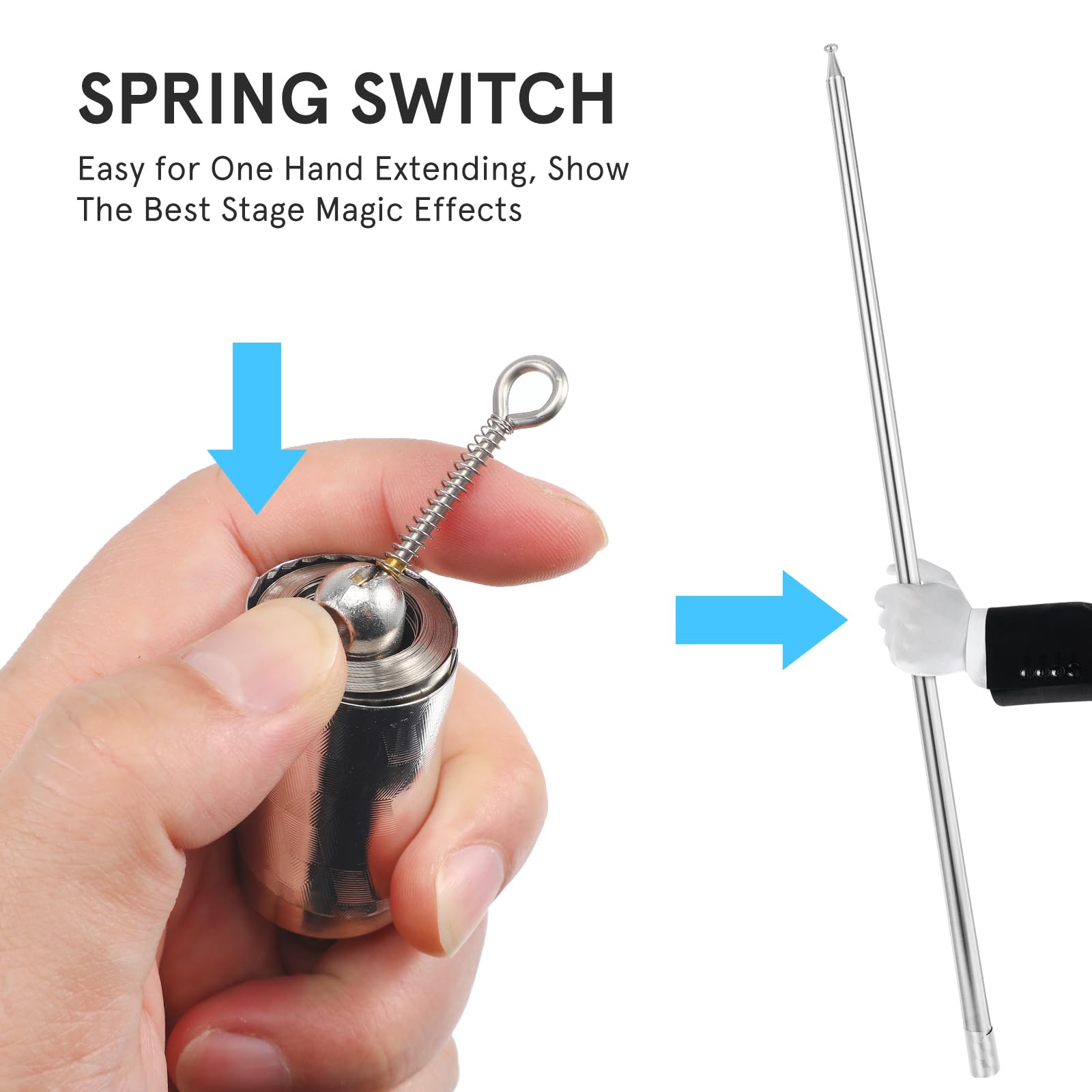 Healifty 2pcs Metallo Appearing Cane Mago Bacchetta retrattile Pieghevole per Professionale Mago Stage Close- up Mago Trucchi Accessori