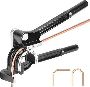 Tube Bender - 180 Degree 3 in 1 Pipe Bender Suitable for Bending 1/4" 5/16" 3/8" OD Copper Brass Aluminum & Thin Steel Pipes - Black