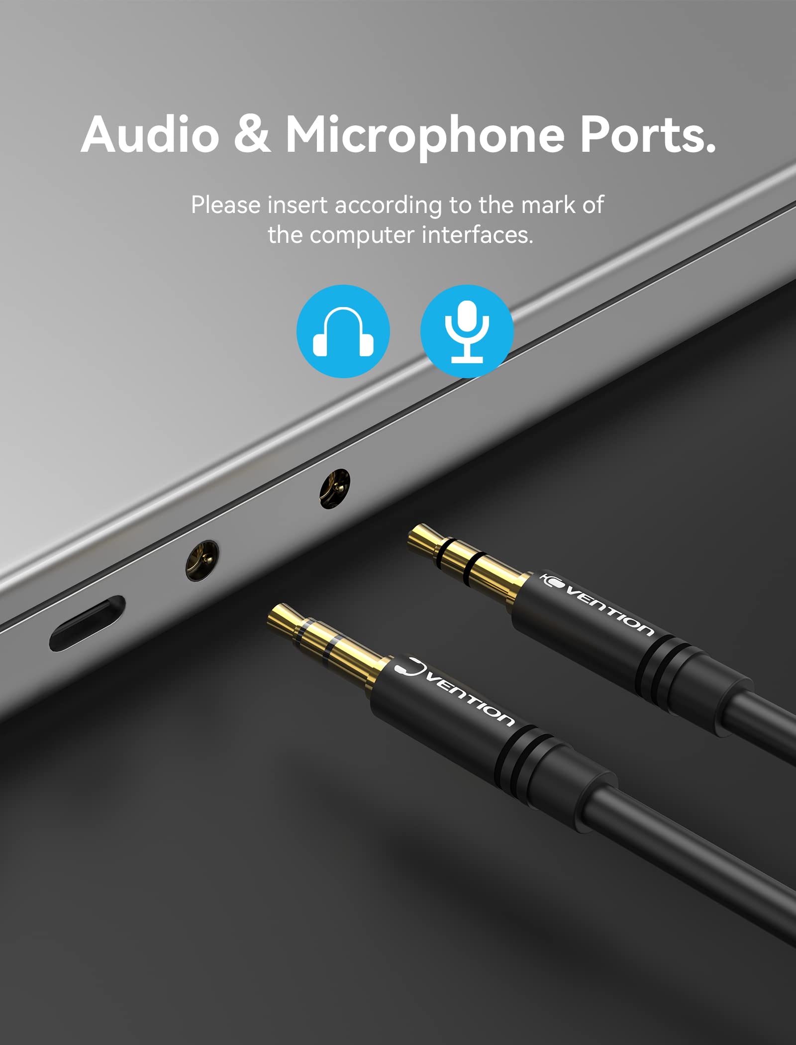 VENTION Sdoppiatore Cuffie Microfono Doppio Jack 3,5mm in Alluminio Maschio a Femmina Cavo Audio 2 in 1 per Notebook, PC, PS4, Xbox (1m)