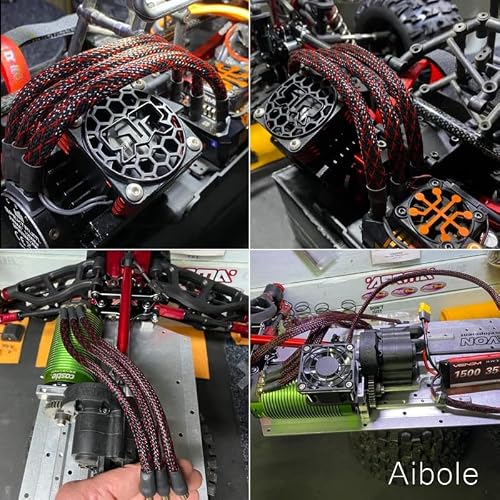 PET Braided Cable Sleeve 25ft - 3/8 inch Cable Management Sleeve Cables Organizer for Wrap and Protect Cables - BlackRed Wire Loom TubingF