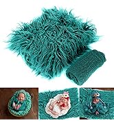 Yuehuam Newborn Baby Photo Props, Fluffy Blanket+ Ripple Wrap Set Toddler Photography Wrap Mat DI...