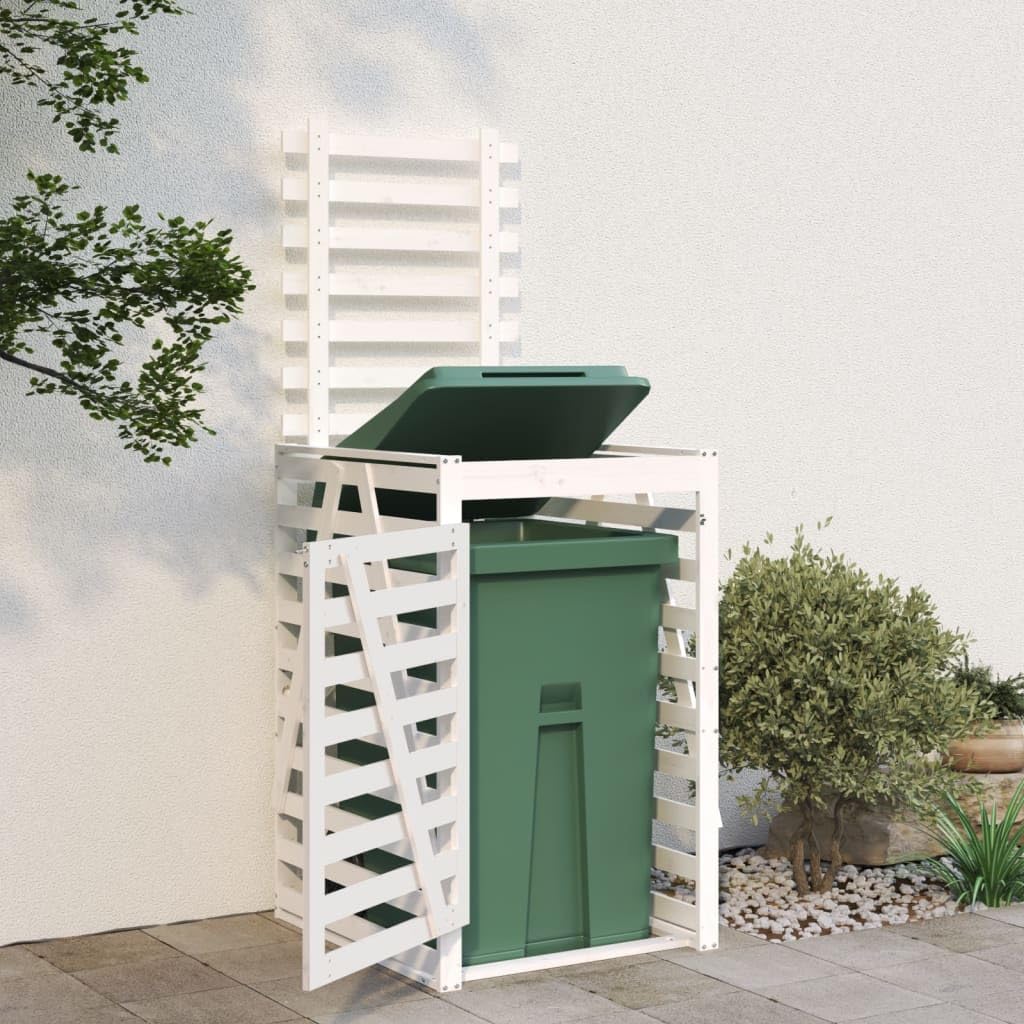 Genérico Cobertizo para Cubos de Basura Madera Pino Blanco 84x90x128,5cm,Casa y jardín,Productos del hogar,Accesorios para contenedores de residuos,Soportes para contenedores de residuos-825101
