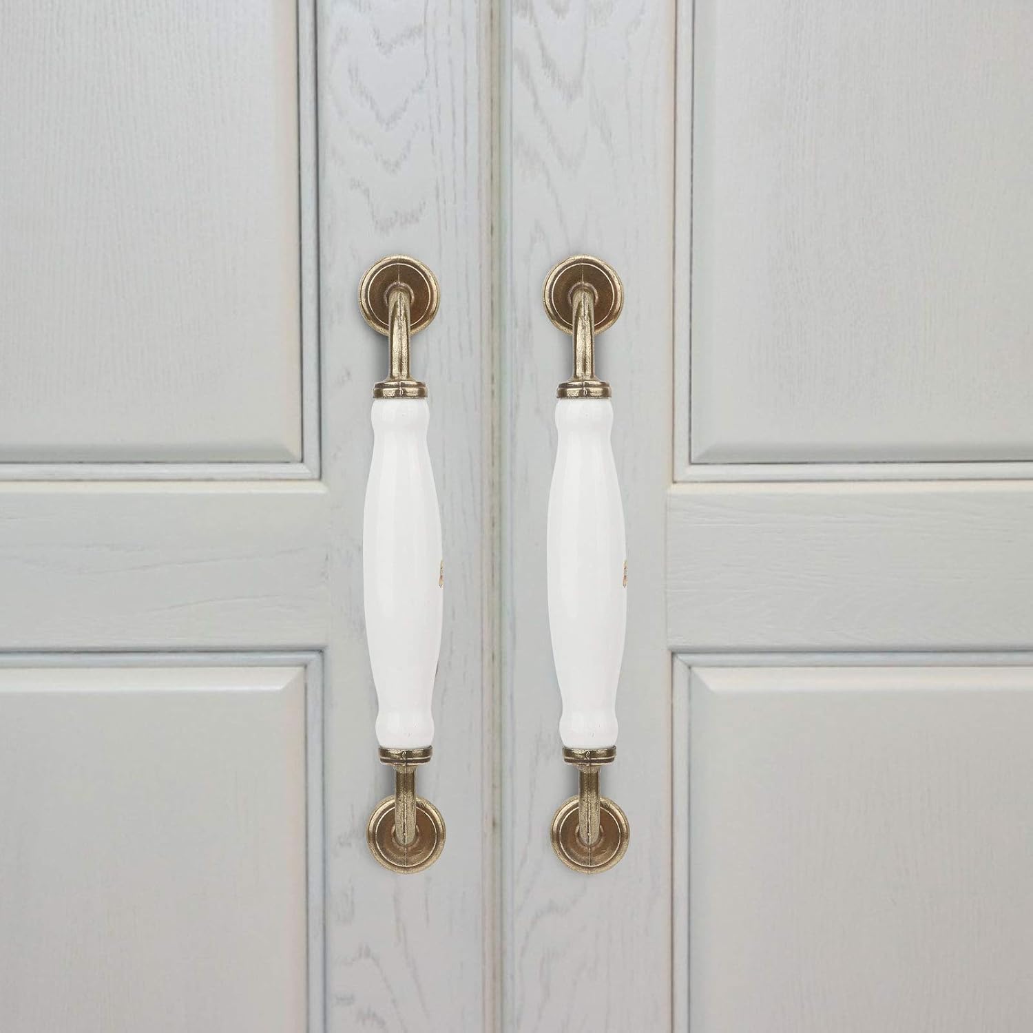 4 Sets Cabinet Handles, Ceramic Pulls Furniture Drawer Knobs Antique Funiture Hardware for Dresser Closet Cupboard Drawer Door Hole spacing 160mm