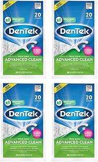 Triple Clean Advanced Clean Floss Picks, No Break & No Shred Floss, 20 Count (Pack of 4)