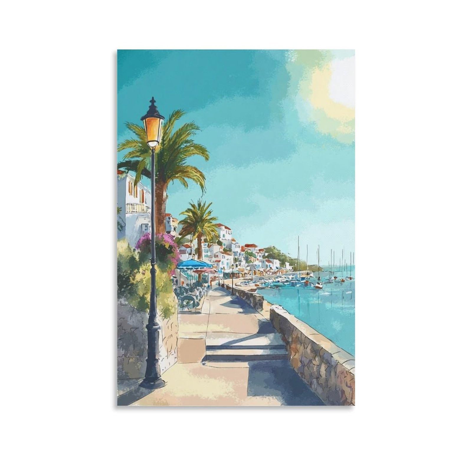 ZBBGGOZ Larnaca Poster 24x36inch(60x90cm) Vintage Watercolor Canvas Art