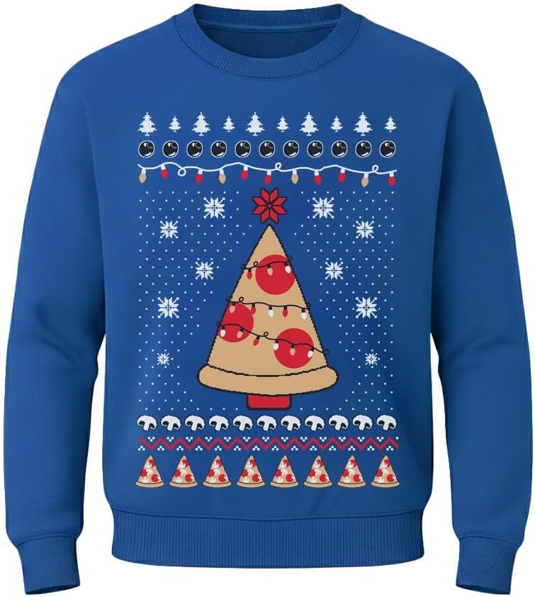 Tstars Kids Pizza Tree Ugly Christmas Sweatshirt - Funny Holiday Pullover for Youth Boys and Girls