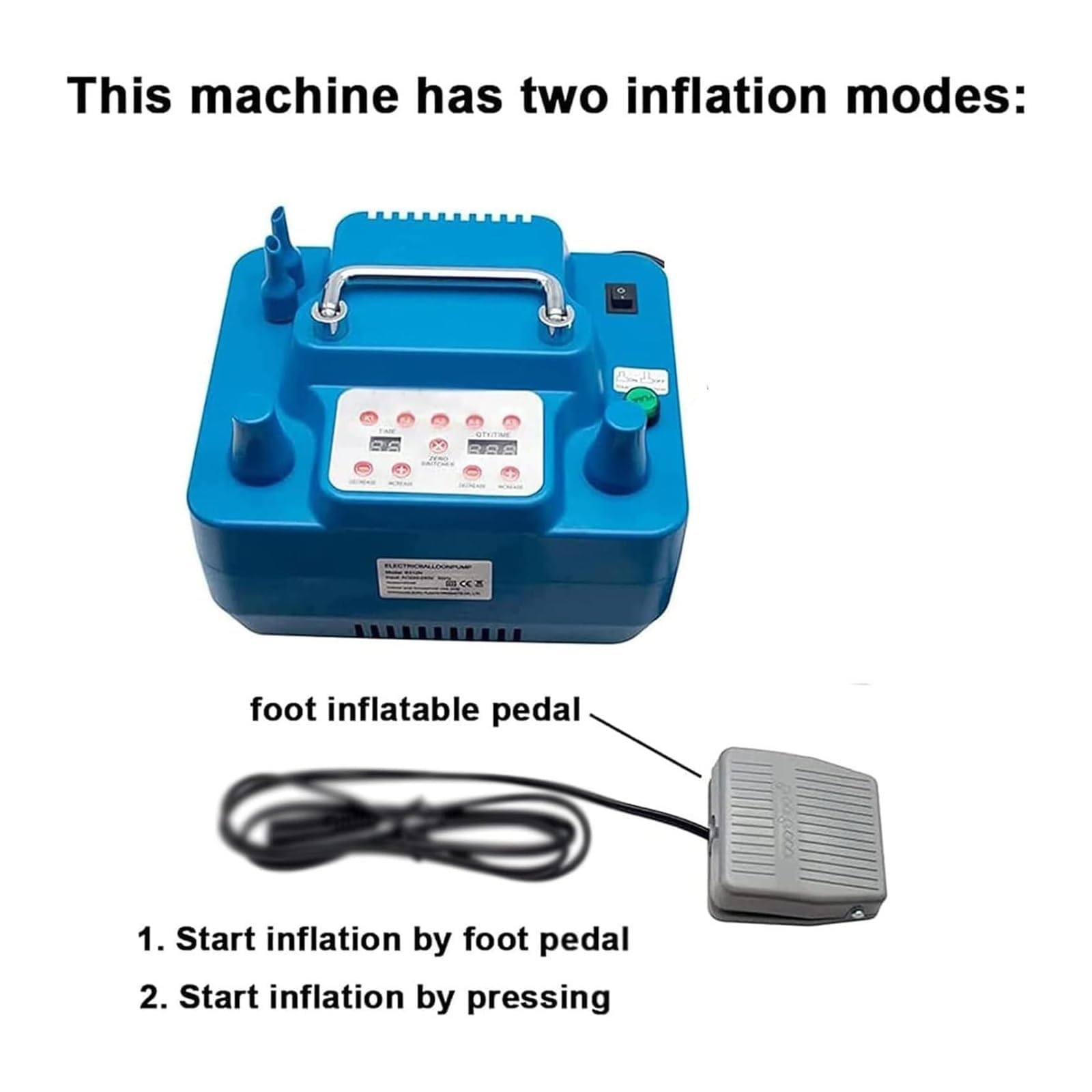 Bomba Eléctrica Para Globos de Aire, Inflador Automático de Globos de 800 W con Doble Boquilla e Interruptor de Pie, Ajustes de Inflado Temporizados y Cuantitativos, Bomba Eléctrica Para Globos