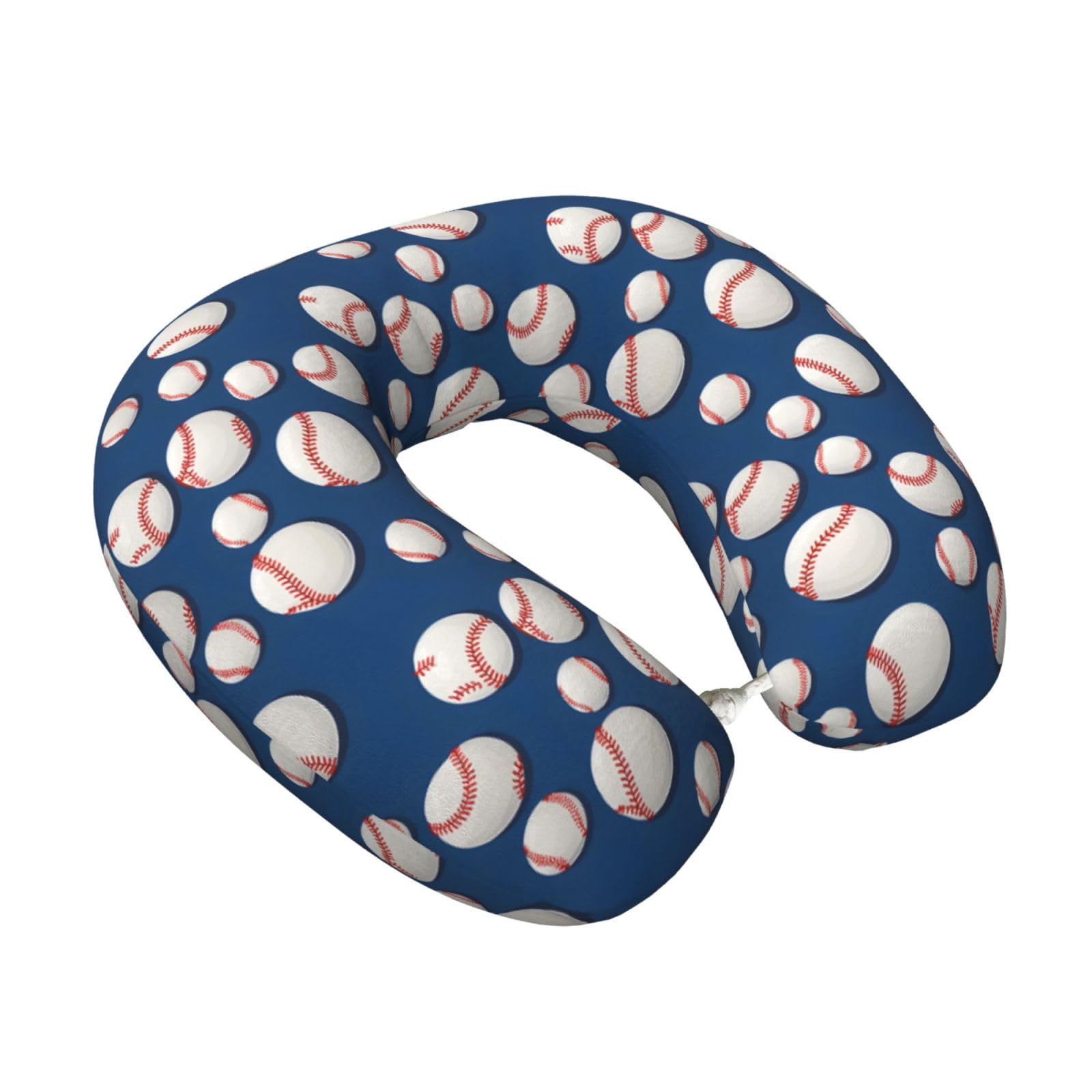 LKYMOH Blue Baseball Pattern, Travel Neck Pillow U-Shaped Memory Neck Support Soft Comfortable With Washable Cover For Airplane Car Traveling and Office
