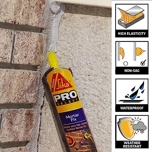 Image of Sikaflex Mortar Fix, Limestone, Polyurethane sealant for Repairing Damaged Mortar, Joints and Gaps. Sealing Mortar Cracks 10.1 fl. oz Cartridge (Pack of 2)