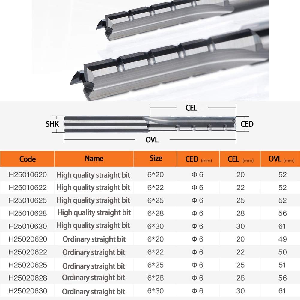 HUHAO Slotting Grooving Woodworking Tool 6mm Shank 28mm Cut Length Tipped 3 Flutes Carbide CNC Router Bit