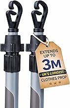 3 metre 3 pole Heavy Duty Metal Telescopic Double Extendable Home Garden Washing Line Clothes Laundry Support Pole Props Outdoor Extenedable from 1.1 to 3M (UK'S LONGEST CLOTHES PROP)(Grey, 2)