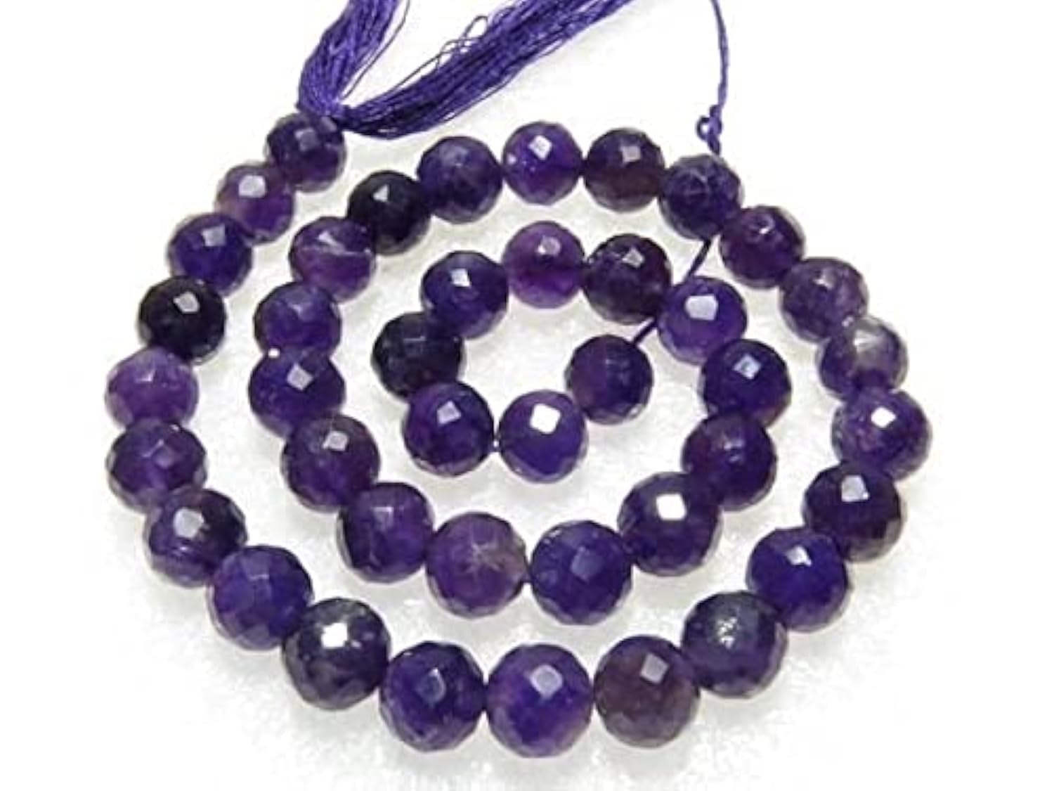Améthyste perles rondes facettées 6-7mm LKBEADS éclat violet foncé haut de gamme