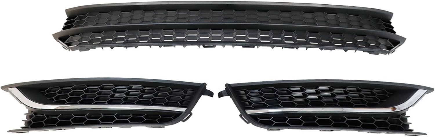 Front Bumper Lower Grille and Fog Lamp Bezel Cover, Fit for Volkswagen Passat 2012 2013 2014 2015, Replace# 561853665E 561853666E, 561853677 561853666