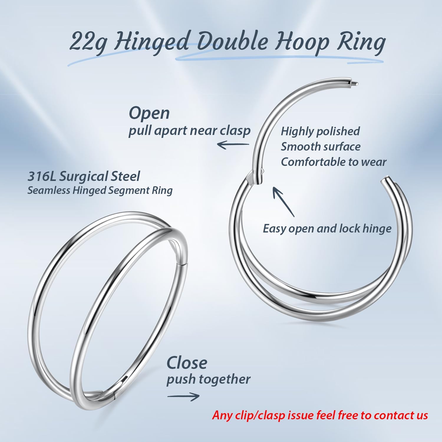 Double Hoop Nose Ring Conch Helix Cartilage Piercing Jewelry Septum Ring image 2