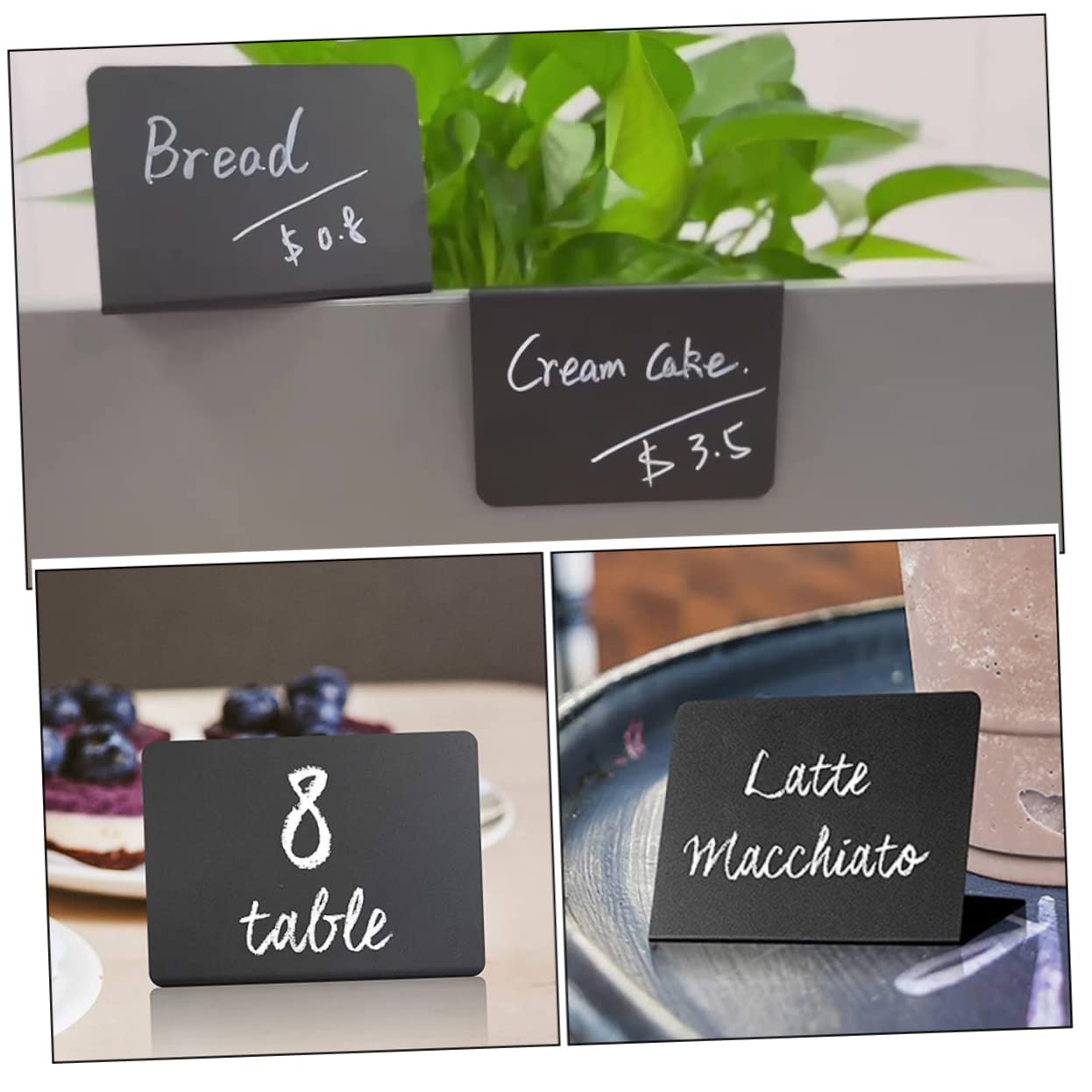 ARTIBETTER 3 Set Bacheca Cancellabile Cartellini Personalizzati Targhetta Scrivibile Piccoli Segni Mini Segni Di Lavagna Scheda Lavagna Per Appunti Da Scrivania Bacheca Da Tavolo 10 Pezzi * 3