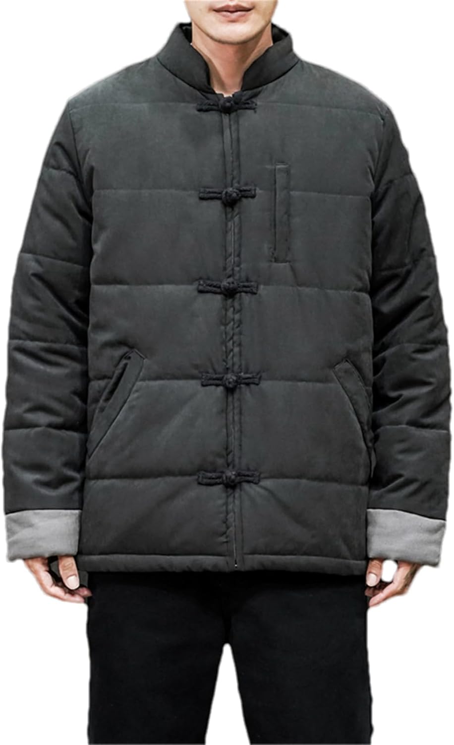 Winter Men's Retro Warm Padded Jacket Chinese-Style National Collar Kung Fu Tai Chi Uniform Thickened Coat