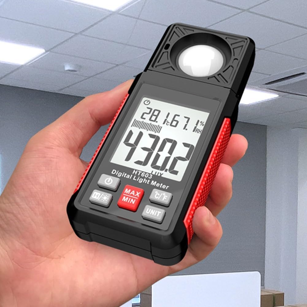 Digital Illuminance Meter Light Meter HT603, Handheld Ambient Temperature Measurer With LCD Display And Quick Response Time For Accurate Light Measurements