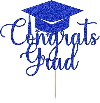 Sleyberoy Congrats Grad 2025 Graduation Cake Topper, Congrats ,Congratulations 2025 High School/College/Senior Graduation Party Supplies dark blue