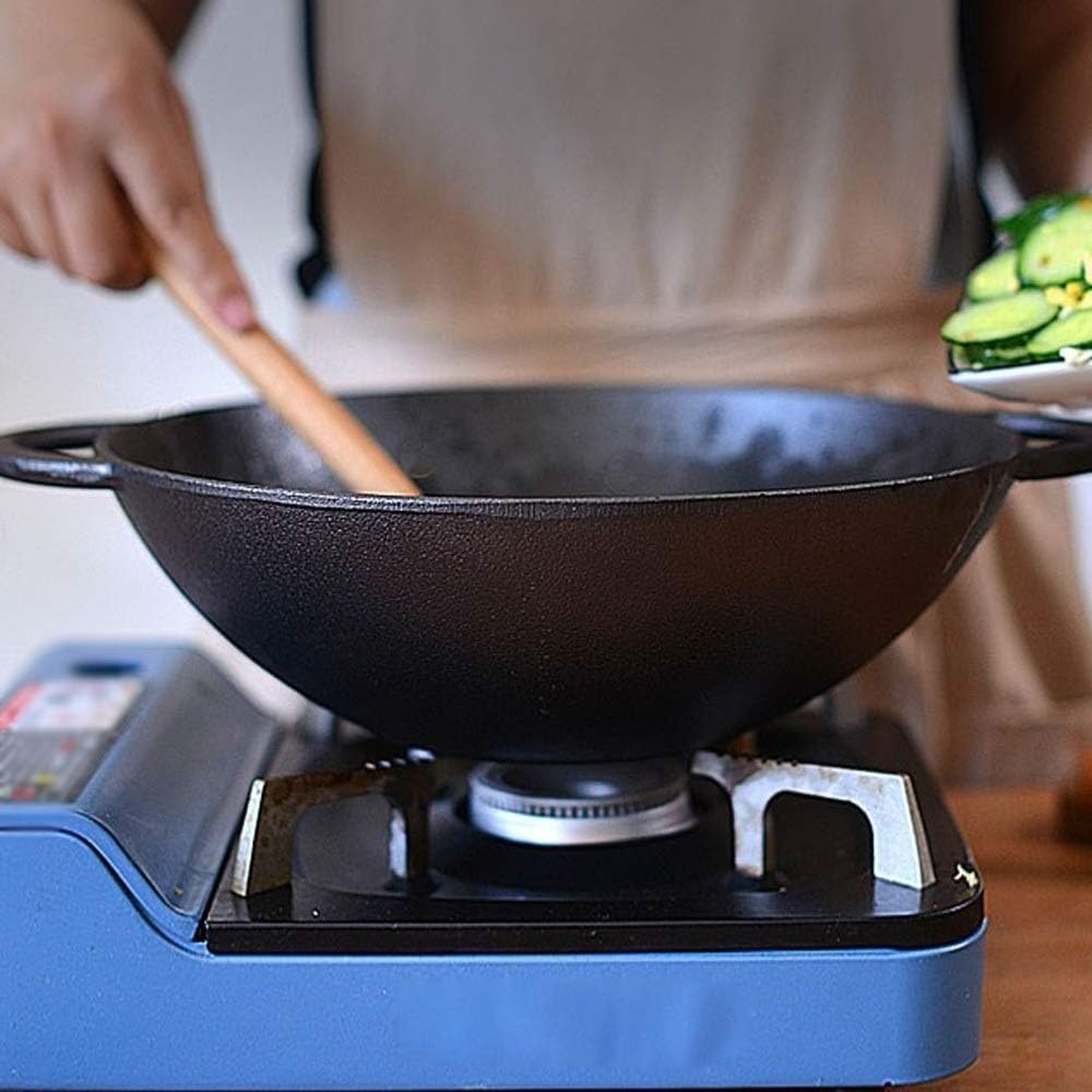 Gusseisen-Haushalts-Wok Mit Traditioneller Verdickung, Weniger Öliger Rauch, Unbeschichtete, Antihaftbeschichtete Pfanne, Glasdeckel, Küchenpfanne, Bratpfannen