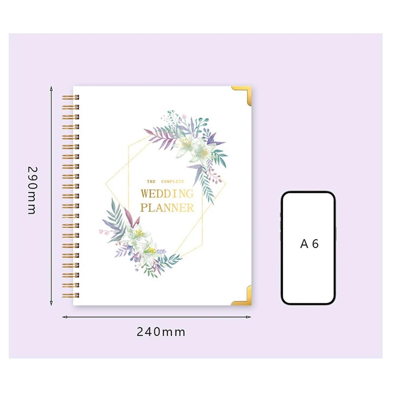 Hochzeitsplanungsbuch Hochzeitsplanerbuch for die Braut, Hochzeitsplanungs-Organizer mit 5 Registerkarten, Hardcover mit Metallecke Für Hochzeiten, Jahrestage
