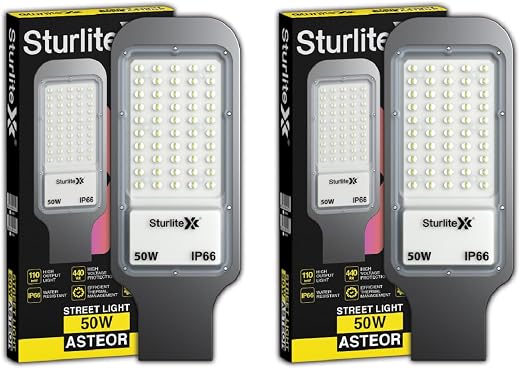 Sturlite Asteor 50W LED Street Light| Cool White 6500K Color Temperature LED Street Lamp| IP66 Waterproof Surge Protection...