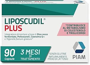 Liposcudil Plus - Integratore Alimentare Trigliceridi - 3x30 capsule - Formula a base di Trigonella foenum graecum, Policosanoli, Coenzima Q10 e Riso Rosso Fermentato