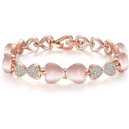 Amazon Rockyu ジュエリー ブランド 可愛い ブレスレット レディース 人気 18k ピンクゴールド ジルコニア メッキ ルビー ダイヤモンド 腕輪 仕上げ 豪華 女性ブレスレット 人気 プレゼント ギフト ブレスレット 通販