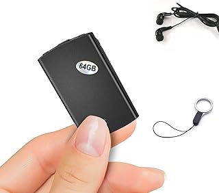 Voice Recording Device, Small Voice Recorder, 24 Hours Continuous Recording, Portable Audio Recorder Dictaphone with for Meeting Lecture (3.5mm Earphone Included) (64GB)