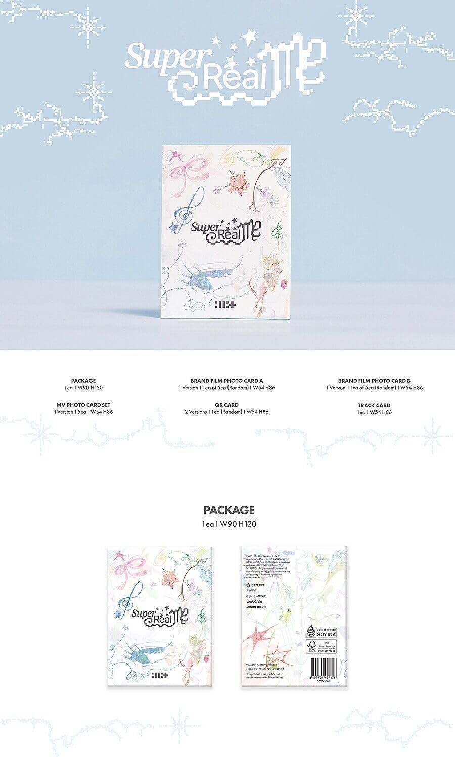 ILLIT [SUPER REAL ME] 1st Mini Album (WEVERSE ALBUMS Ver.) K-POP SEALED, 90 * 120 * 5 mm, WHITE