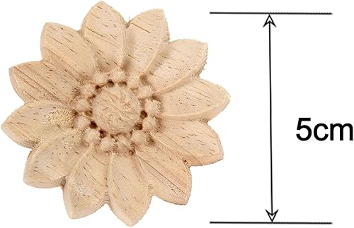Miniatura 2 de MUXSAM Paquete de 10 calcomanías redondas de madera tallada sin pintar para decoración de cofres del hogar, gabinete, puerta, muebles (2.0 in)