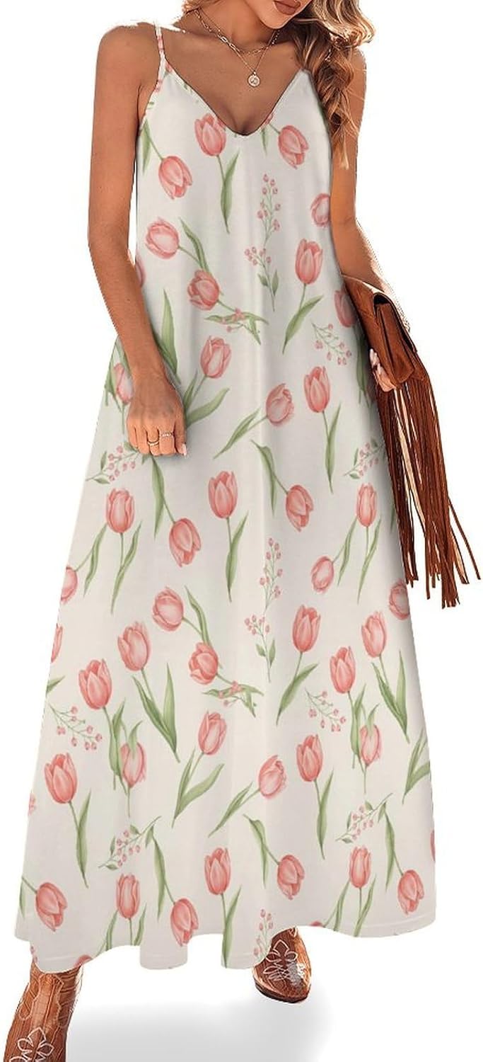 Women's Maxi Dress Spaghetti Strap Sleeveless Long Dress
