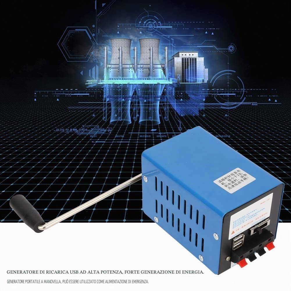 Generatore a Manovella con Ricarica USB, per Emergenze, Campeggio | Dispositivo portatile in metallo, ricarica rapida per avventure all'aperto, alimentazione per e sopravvivenza,