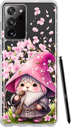 MUNDAZE - for Samsung Galaxy Note 20 Ultra Cute Pink Cherry Blossom Gnome Spring Floral Flowers Case Slim Hybrid Shockproof Hard Shell Soft TPU