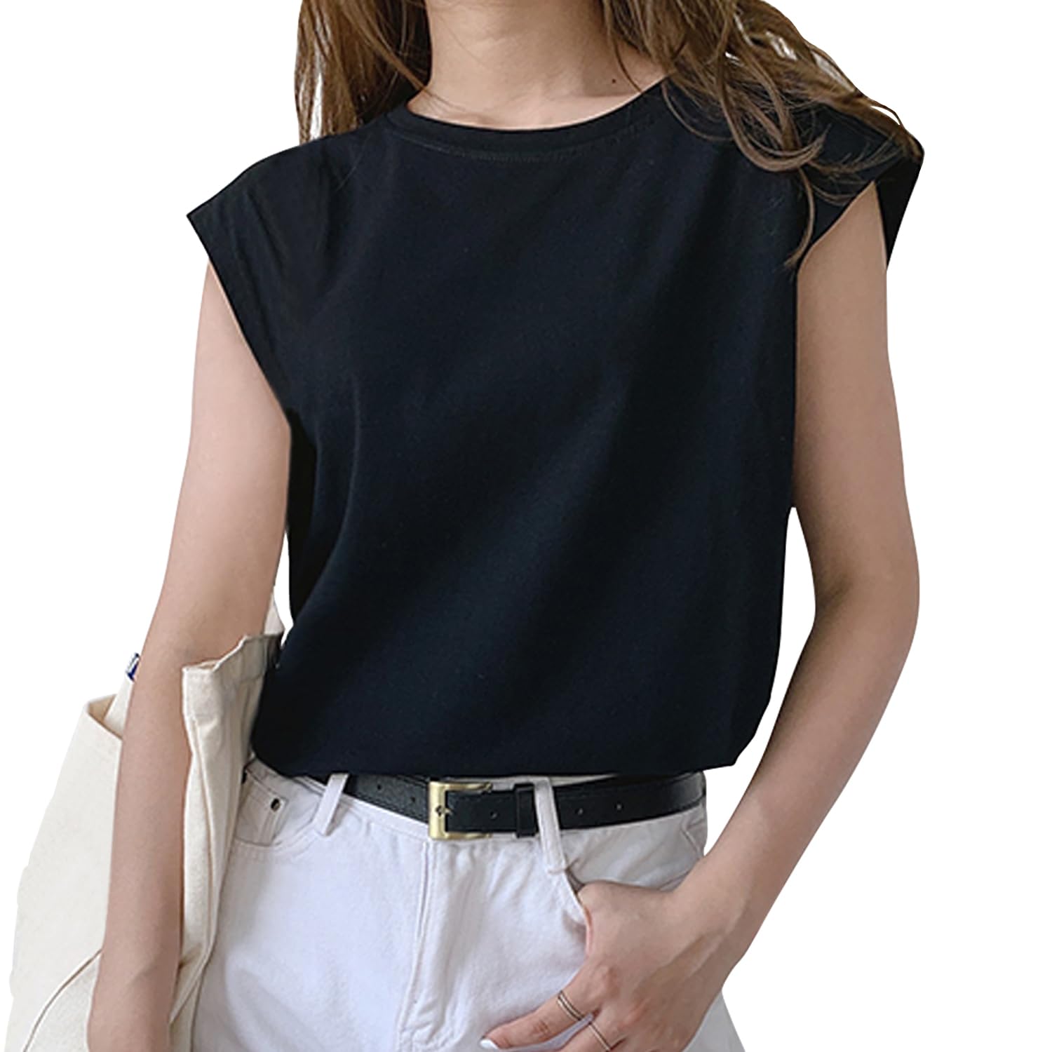 [Mmlnrc] Tシャツ レディース ノースリーブ タンクトップ クルーネック…